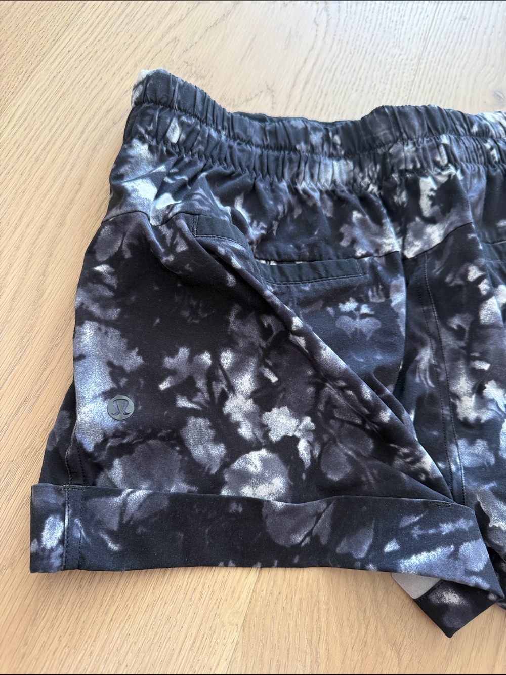 lululemon athletica Black and White Tie-Dye Athletic Shorts